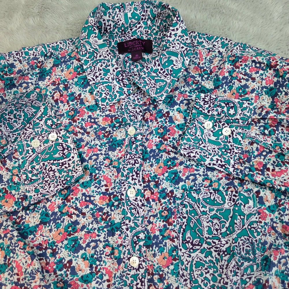 J.Crew Liberty Art Fabrics Button Down Shirt Womens Sz 6 Floral Paisley Top